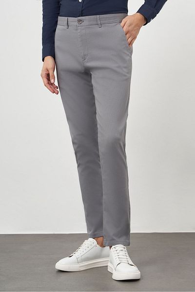 Morven Men's Gray Chino Slim Fit Trousers