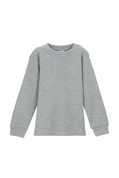 LOVETTI Açık Gri Basic Kız Bebek Çıtçıtlı Yaka Kışlık Uzun Kollu Tişört