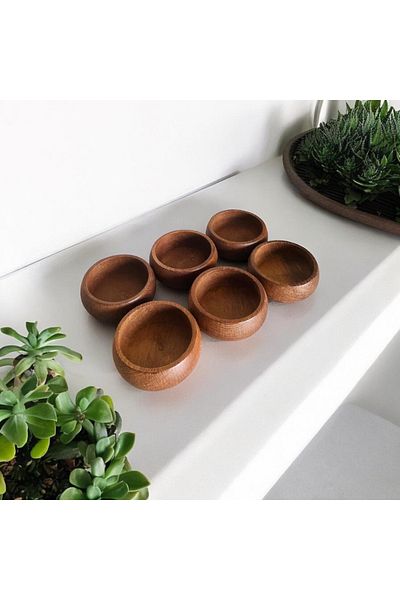 HEMASTORE Bamboo Round 6-Piece Snack Bowl presentation bowl 6 pieces