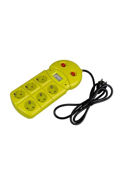 Axe Tools Green Colored 6-Grounded Voltage Display Group Socket with 1.5 Meter Cable Axe3-7H