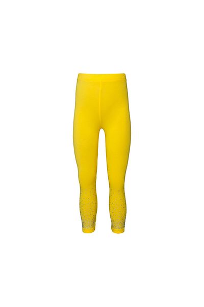 LOVETTI Yellow Summer Leggings with Sprinkled Stones for Girls