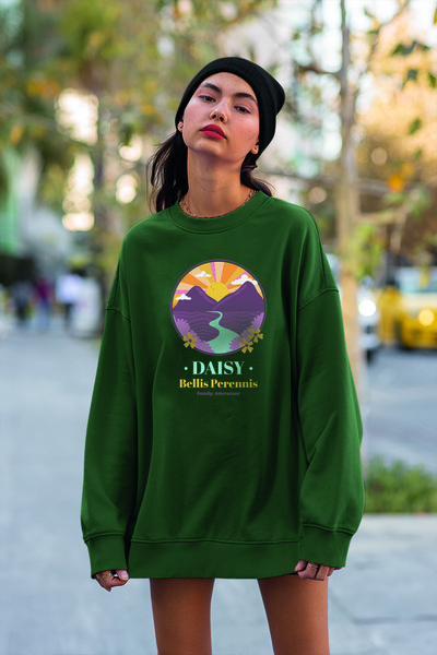 MYADA سويت شيرت Daisy Bellis Perennis مطبوع للفتيات الصغيرات مقاس كبير 22706