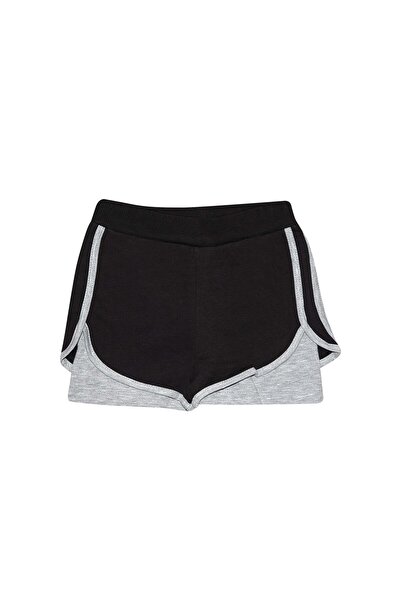 LOVETTI Ribbed BlacK-grey Girl's Shorts - Two Thread