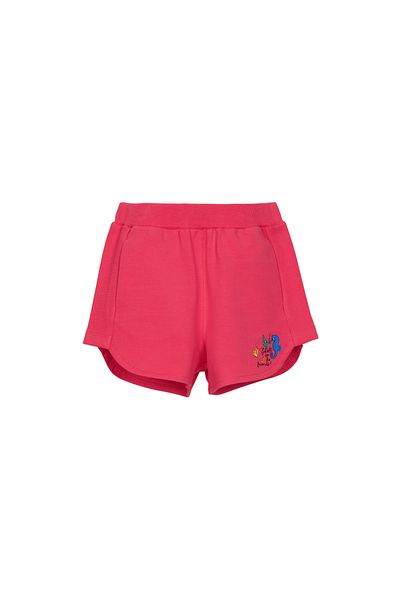 LOVETTI Sea Horse Printed PomegranAte Flower Girls' Shorts - Two Yarn