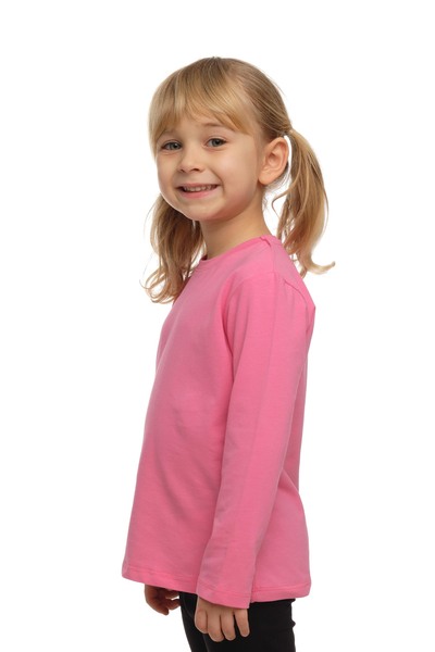 LOVETTI Candy Pink Basic Unisex Kids Seasonal Crew Neck Long Sleeve T-Shirt