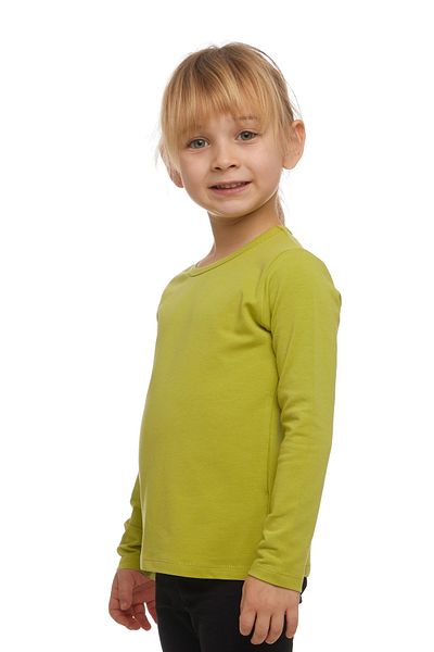 LOVETTI Oil Green Girl's Plain Basic Lycra Long Sleeve T-Shirt