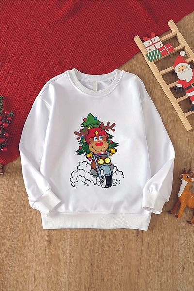 MYADA Hanorac pentru copii cu imprimeu Crăciun Fast Christmas Deer 23244