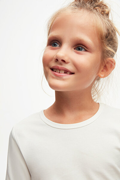 LOVETTI Long Sleeve Lycra Seasonal Girl's T-shirt - Ecru Basic