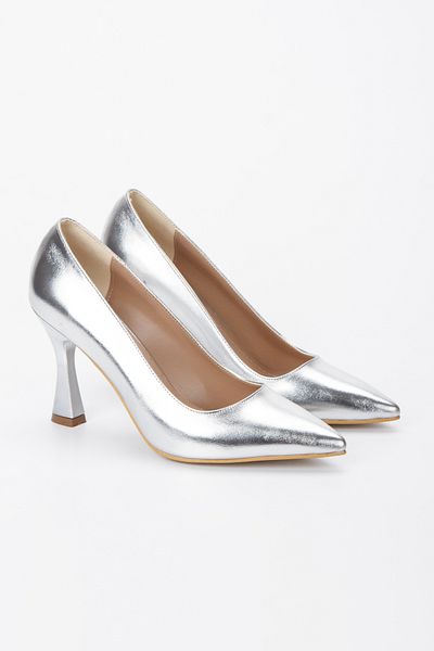 Brave Pantofi de damă stiletto din material argintiu metalic (TACURI 9 CM) mucegai complet