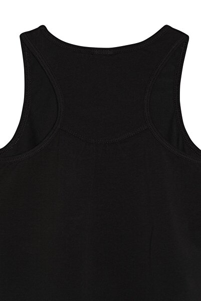 LOVETTI Black Basic Girl's Back Gathered Swimming Undershirt