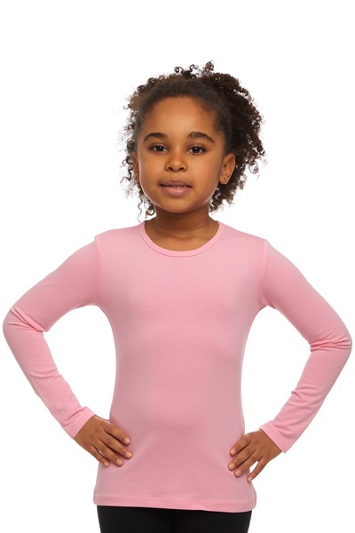 LOVETTI Pink Girl's Plain Basic Lycra Long Sleeve T-Shirt