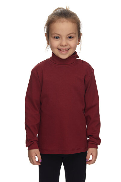 LOVETTI Bordo Basic Kız Çocuk Çıtçıtlı Tam Balıkçı Yaka Şardonlu Kışlık Uzun ...