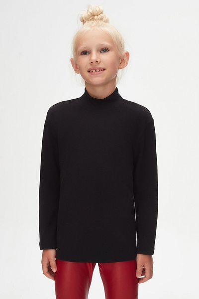 LOVETTI Girl's Black T-shirt - Long Sleeve, Half Turtleneck, Winter