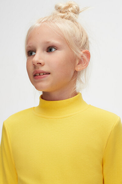 LOVETTI Κίτρινο μακρυμάνικο κοριτσίστικο μπλουζάκι - μισό λαιμόκοψη