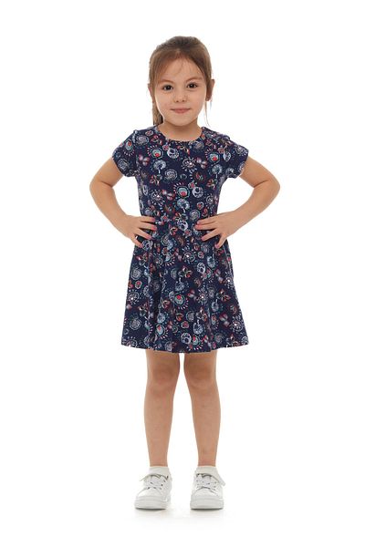 LOVETTI Girl's Patterned Momordica Short Sleeve Dress