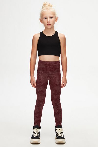 LOVETTI Burgundy Flamingo Patterned knitted Winter Leggings for Girls