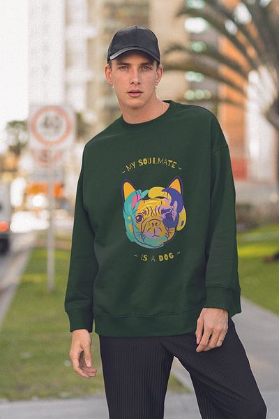 MYADA Unisex My Soulmate Is A Dog Printed Oversize φούτερ 22788