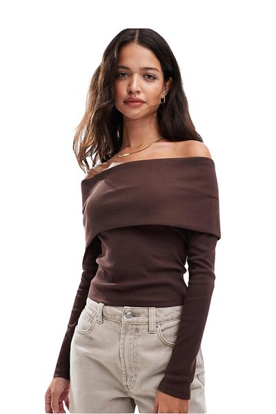 La Sarta Sagres Camisole Brown Off-Shoulder Μπλούζα