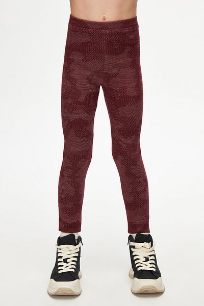 LOVETTI Burgundy Flamingo Patterned knitted Winter Leggings for Girls