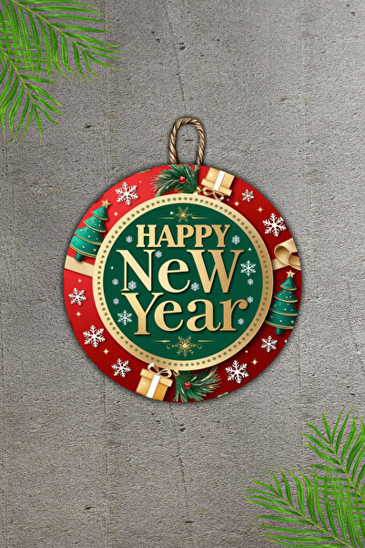 Dormot Μοντέρνο Ξύλινο Στολίδι Πόρτας - Τρισδιάστατο Πρωτοχρονιάτικο, Στολίδι Τοίχου Happy New Year - Στολίδι Πόρτας εξωτερικού χώρου