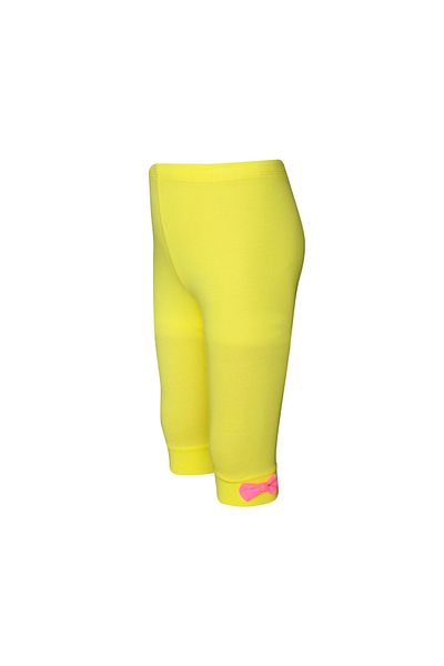 LOVETTI Yellow Highlighter Basic Girl's Tights - Below the Knee and Bow Detail