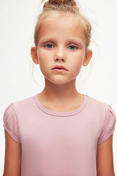 LOVETTI Μπλουζάκι με μανίκια καρπούζι με λαιμόκοψη Dusty Rose για κορίτσια