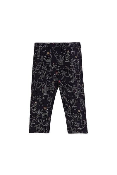 LOVETTI Girl's Patterned Line Art Cactus Knee Length Leggings Capri