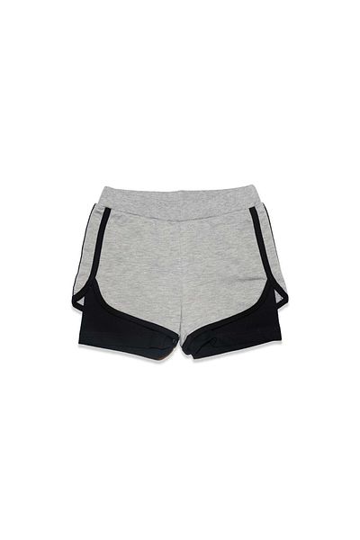LOVETTI Grey-blacK Girl's Shorts - Two Thread, Ribbed Waist