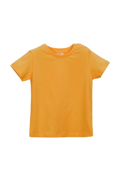 LOVETTI Kadmium Yellow Basic Unisex Baby Snap Neck Short Sleeve T-Shirt
