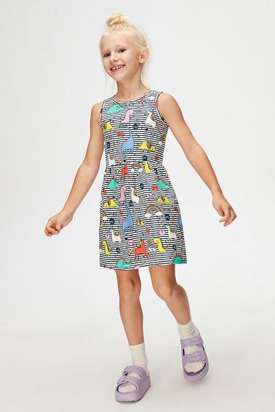 LOVETTI Unicorn Patterned Rainbow Girls' Sleeveless Dress