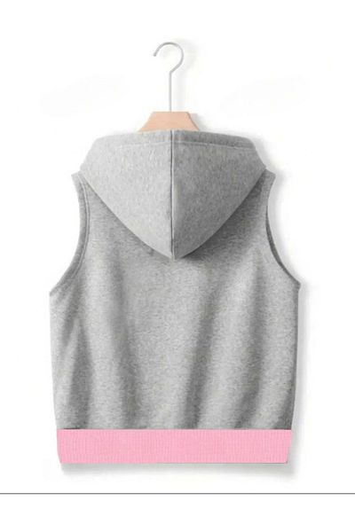 SAJA Vestă oversize unisex cu glugă - culori duble, cu fermoar și buzunar cangur