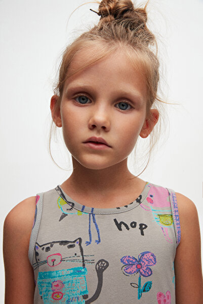 LOVETTI Girl - Chirping (GRAY) Patterned Sleeveless Dress