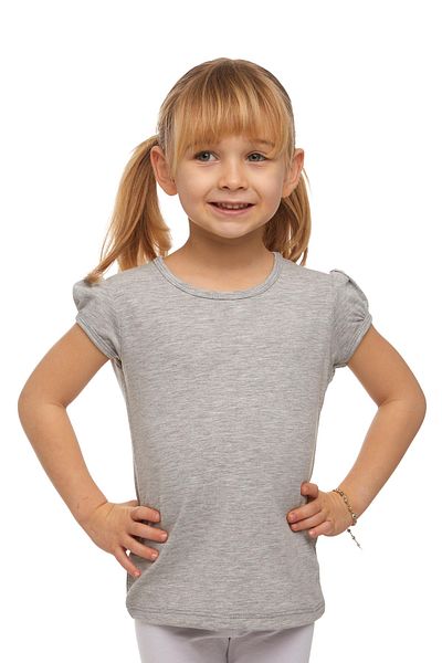 LOVETTI Light GrAy WAtermelon Sleeve T-shirt - Girl, Crew NecK Basic Model