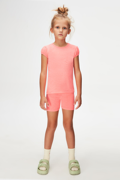 LOVETTI Fuchsia Phosphor - Tricou pentru fete cu decolteu și mâneci pepene verde