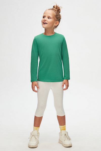 LOVETTI Dark Green Basic Unisex Children's Seasonal Crew Neck Long Sleeve T-Shirt
