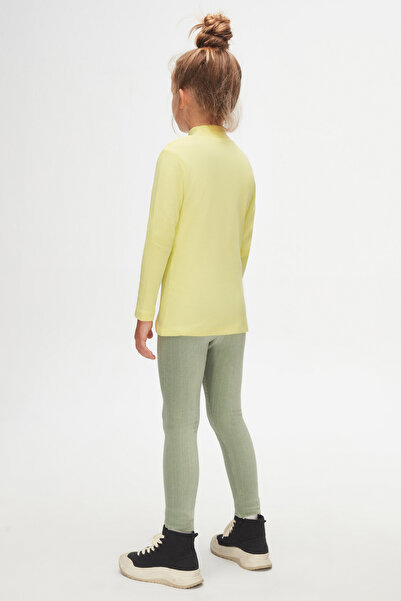 LOVETTI Light Yellow Girl's T-shirt - HAlf Turtleneck, Long Sleeve