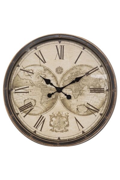 Atmosphera Tomy World Map Printed Round Shaped Analog Wall Clock 76cm
