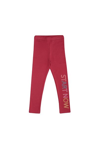 LOVETTI Claret Red Start Now Printed Winter Raised Leggings for Girls