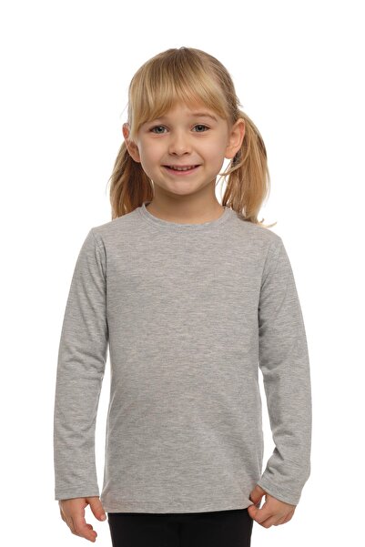 LOVETTI Ανοιχτό γκρι Unisex Παιδικό T-Shirt - Crew Neck, Μακρυμάνικο, Εποχιακό