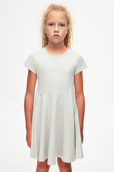 LOVETTI SmoKe Grey Short Sleeve Basic Dress for Girl
