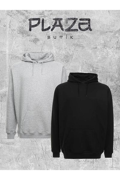 Plaza Butik Pachet de 2 hanorace supradimensionate cu glugă