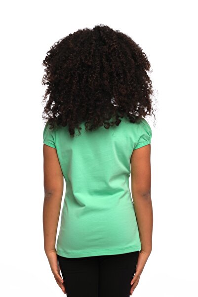 LOVETTI Pastel Green Basic Girl's Zero Collar Watermelon Sleeve T-Shirt