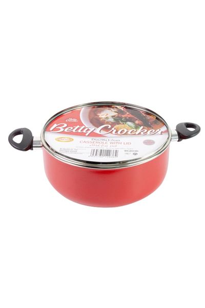 BETTY CROCKER Round Aluminium Casserole with Glass Lid 28 x 12cm