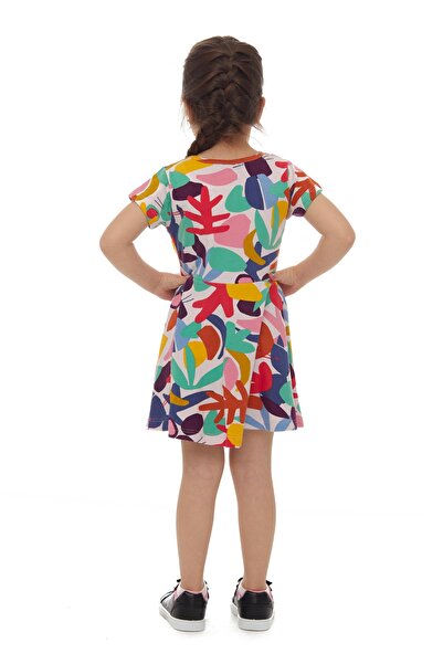 LOVETTI Cutouts Foliage Kız Çocuk Desenli Kısa Kollu Elbise