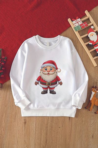 MYADA Hanorac oversize pentru copii unisex cu imprimeu Moș Crăciun 23096