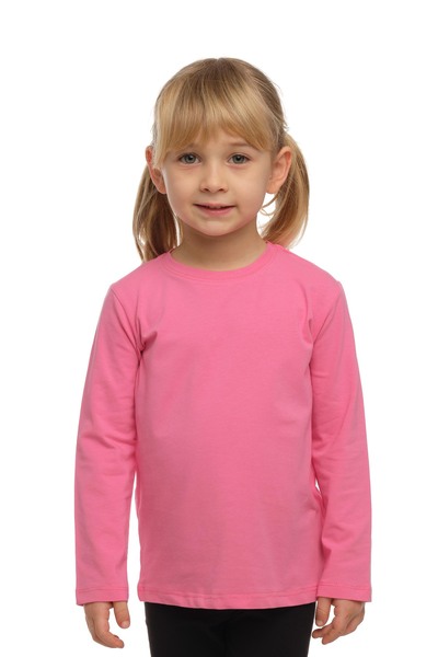 LOVETTI Candy Pink Basic Unisex Kids Seasonal Crew Neck Long Sleeve T-Shirt
