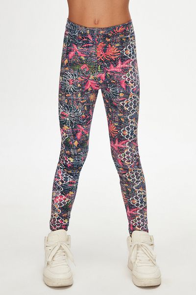 LOVETTI Girl's Fuchsia Leaf Patterned Winter Leggings