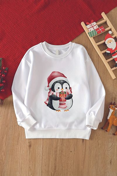 MYADA Crăciun Crăciun eșarfă pinguin imprimat hanorac pentru copii 23198