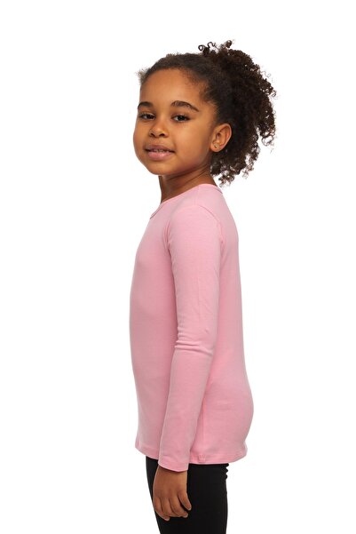 LOVETTI Pink Girl's Plain Basic Lycra Long Sleeve T-Shirt