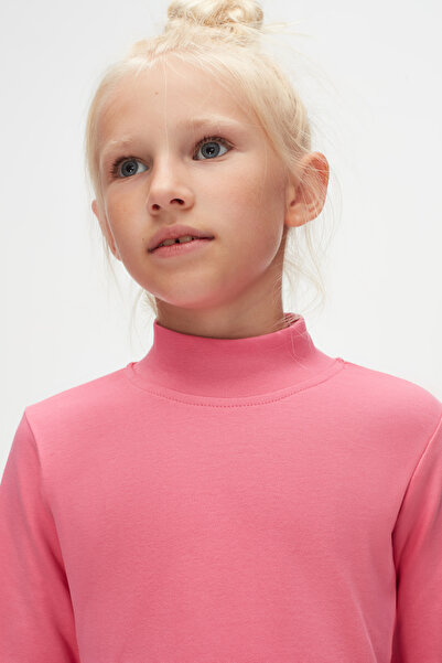 LOVETTI Candy Pink Girl's T-shirt - Half Turtleneck, Long Sleeve